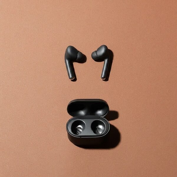 Rubber grip black earbuds